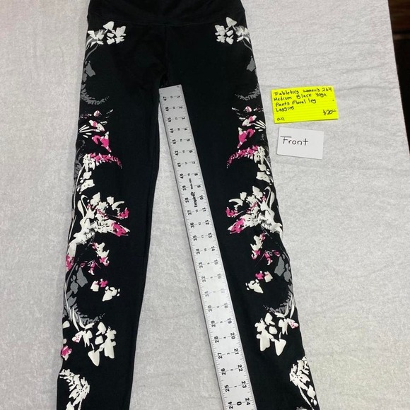 Fabletics medium Black and pink floral leggings.SKU264 #leggings - Picture 3 of 4